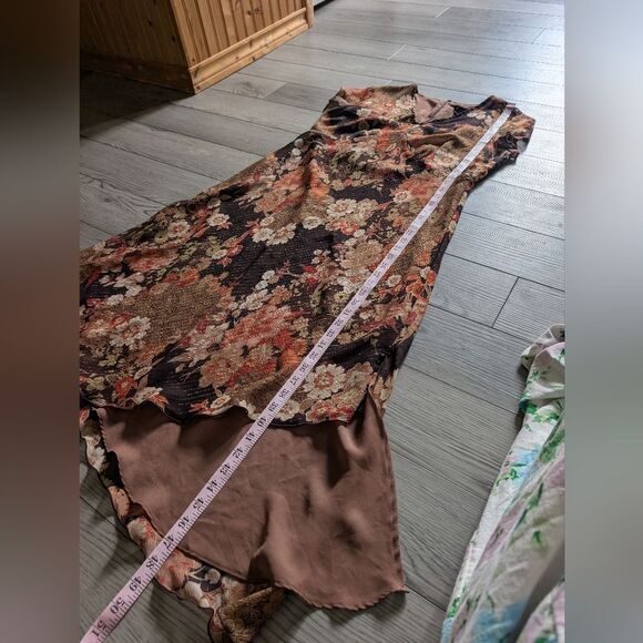 Vintage elementz Y2K‎ Floral Asymmetric Fairycore Cottagecore Midi Dress Size L - Picture 8 of 8